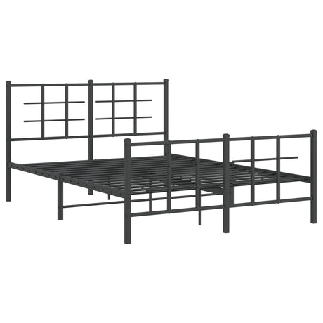 Vidaxl bedframe met hoofd- en voeteneinde metaal zwart 135x190 cm