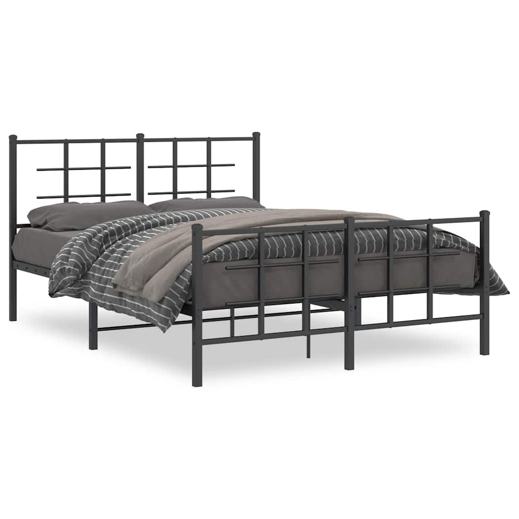 Vidaxl bedframe met hoofd- en voeteneinde metaal zwart 140x190 cm