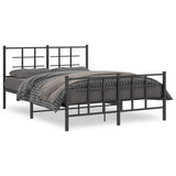 Vidaxl bedframe met hoofd- en voeteneinde metaal zwart 140x190 cm