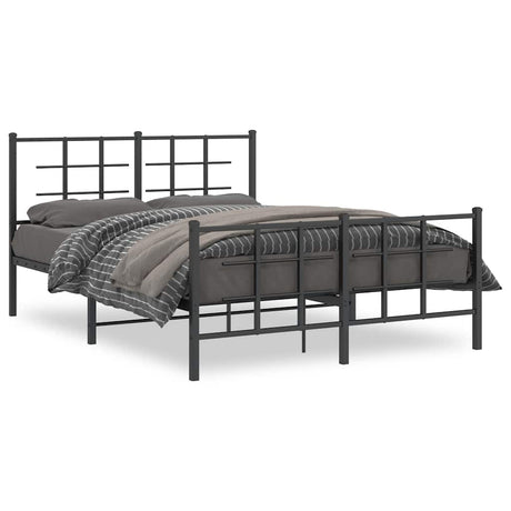 Vidaxl bedframe met hoofd- en voeteneinde metaal zwart 140x190 cm