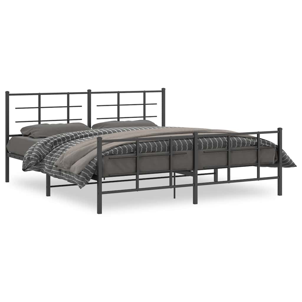 Vidaxl bedframe met hoofd- en voeteneinde metaal zwart 183x213 cm