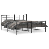 Vidaxl bedframe met hoofd- en voeteneinde metaal zwart 183x213 cm