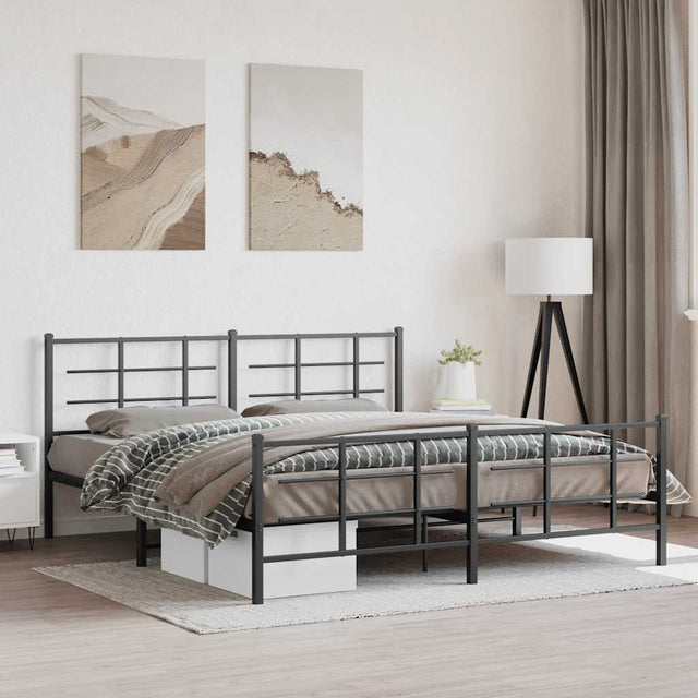 Vidaxl bedframe met hoofd- en voeteneinde metaal zwart 183x213 cm