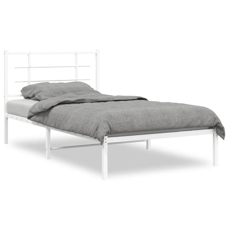 Vidaxl bedframe met hoofdbord metaal wit 100x190 cm