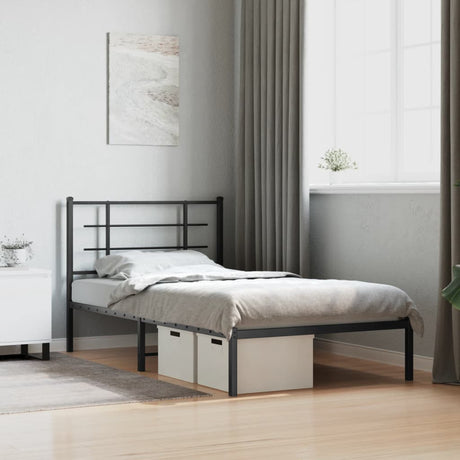 Vidaxl bedframe met hoofdbord metaal wit 100x190 cm