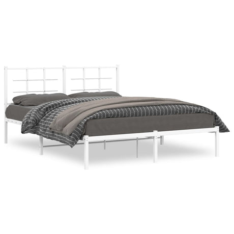 Vidaxl bedframe met hoofdbord metaal wit 150x200 cm