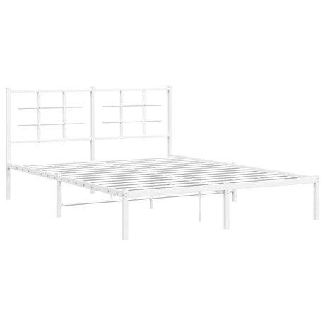 Vidaxl bedframe met hoofdbord metaal wit 160x200 cm