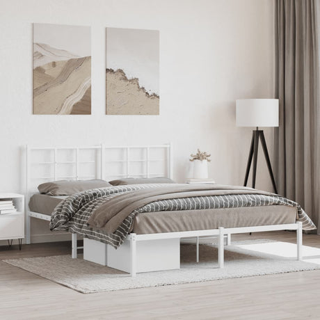 Vidaxl bedframe met hoofdbord metaal wit 160x200 cm