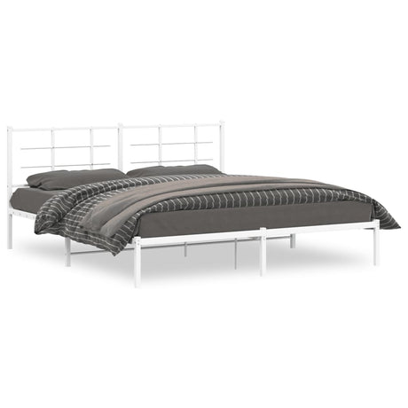 Vidaxl bedframe met hoofdbord metaal wit 180x200 cm