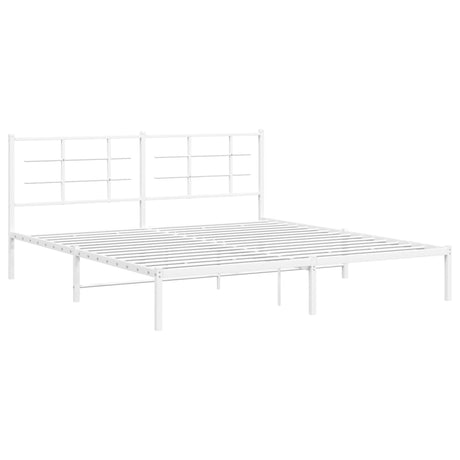 Vidaxl bedframe met hoofdbord metaal wit 180x200 cm