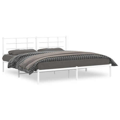 Vidaxl bedframe met hoofdbord metaal wit 200x200 cm