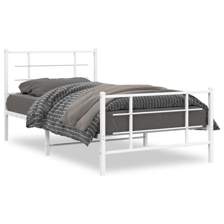 Vidaxl bedframe met hoofd- en voeteneinde metaal wit 100x200 cm
