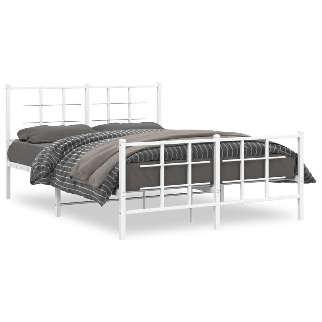 Vidaxl bedframe met hoofd- en voeteneinde metaal wit 140x190 cm