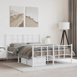 Vidaxl bedframe met hoofd- en voeteneinde metaal wit 140x200 cm