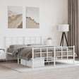 Vidaxl bedframe met hoofd- en voeteneinde metaal wit 150x200 cm