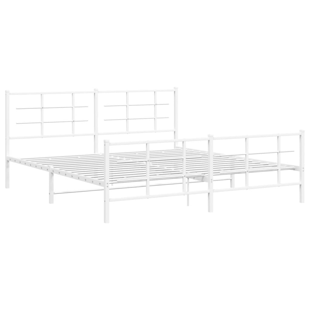 Vidaxl bedframe met hoofd- en voeteneinde metaal wit 183x213 cm