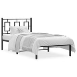 Vidaxl bedframe met hoofdbord metaal zwart 90x190 cm