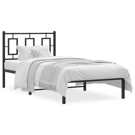 Vidaxl bedframe met hoofdbord metaal zwart 90x190 cm