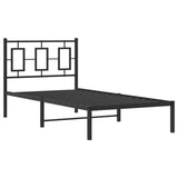 Vidaxl bedframe met hoofdbord metaal zwart 90x190 cm