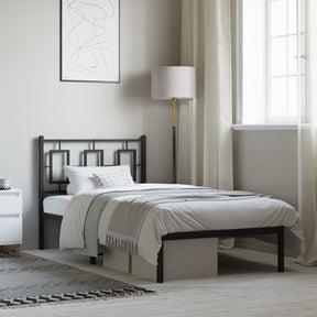 Vidaxl bedframe met hoofdbord metaal zwart 90x190 cm