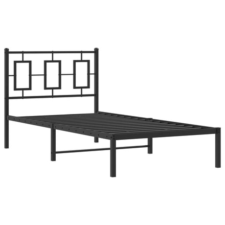 Vidaxl bedframe met hoofdbord metaal zwart 90x200 cm