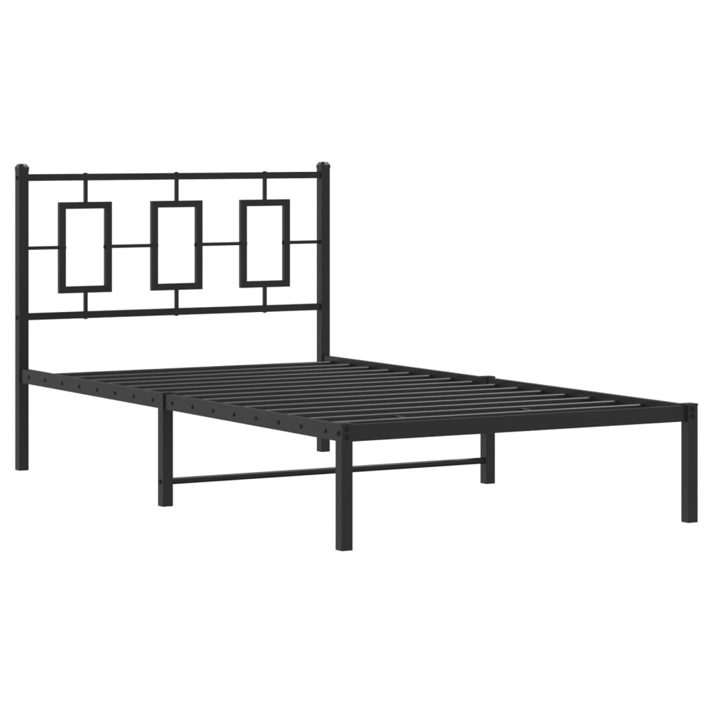 Vidaxl bedframe met hoofdbord metaal zwart 100x190 cm