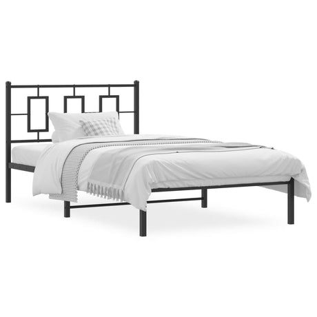 Vidaxl bedframe met hoofdbord metaal zwart 107x203 cm