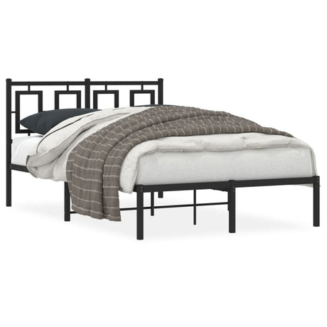 Vidaxl bedframe met hoofdbord metaal zwart 120x190 cm