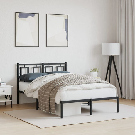 Vidaxl bedframe met hoofdbord metaal zwart 120x190 cm