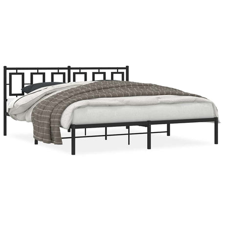 Vidaxl bedframe met hoofdbord metaal zwart 183x213 cm