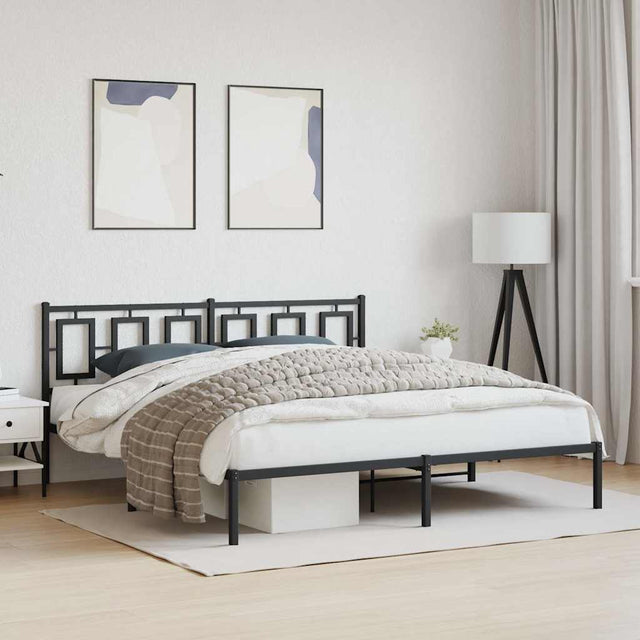 Vidaxl bedframe met hoofdbord metaal zwart 183x213 cm
