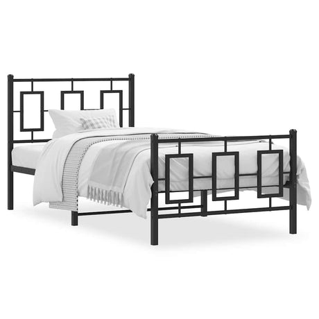 Vidaxl bedframe met hoofd- en voeteneinde metaal zwart 90x200 cm