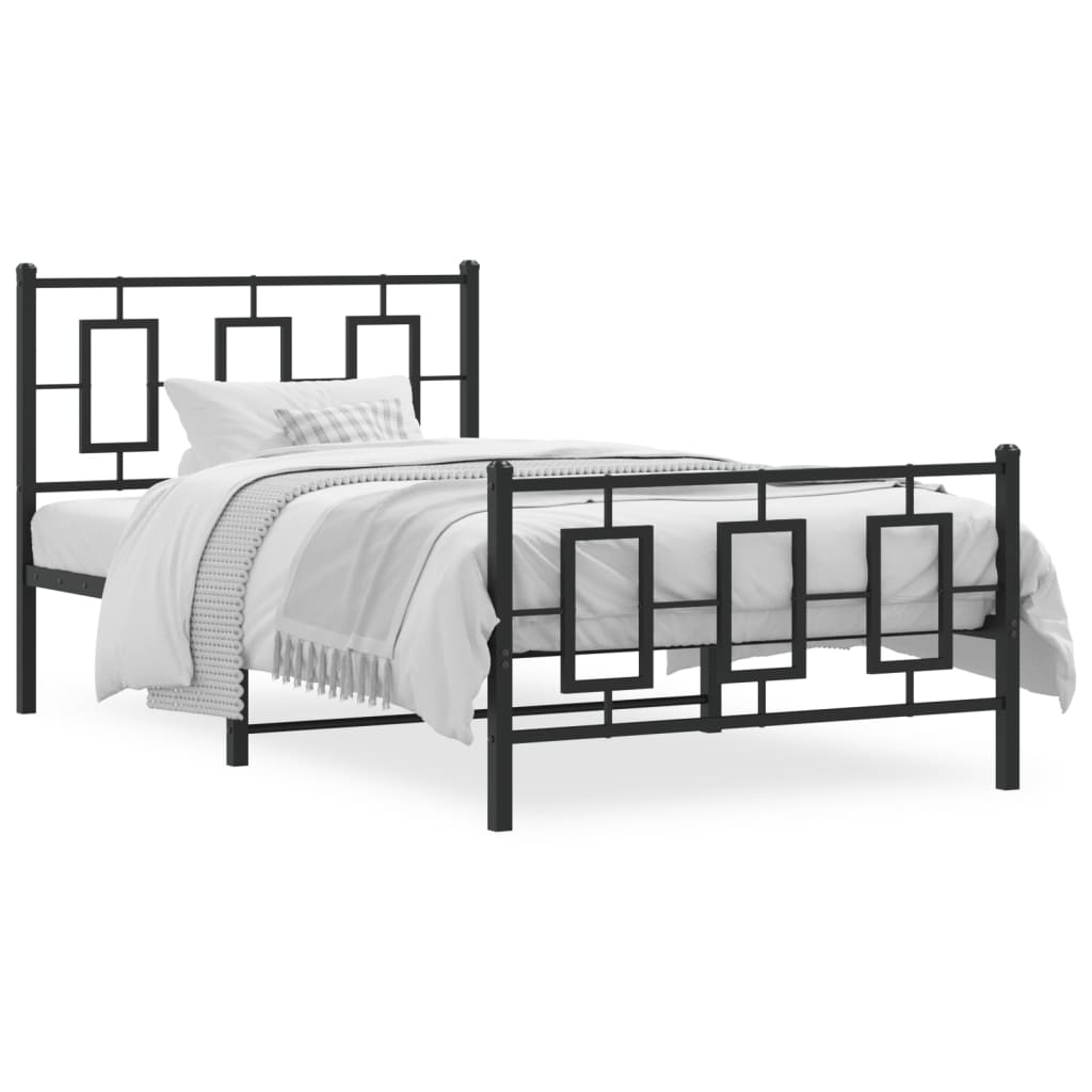 Vidaxl bedframe met hoofd- en voeteneinde metaal zwart 100x200 cm