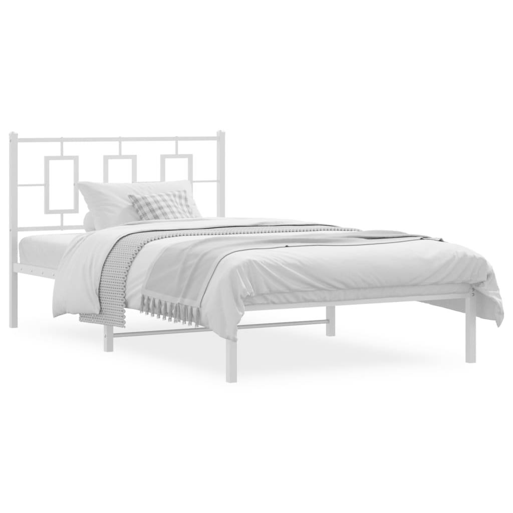Vidaxl bedframe met hoofdbord metaal wit 107x203 cm