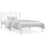 Vidaxl bedframe met hoofdbord metaal wit 107x203 cm