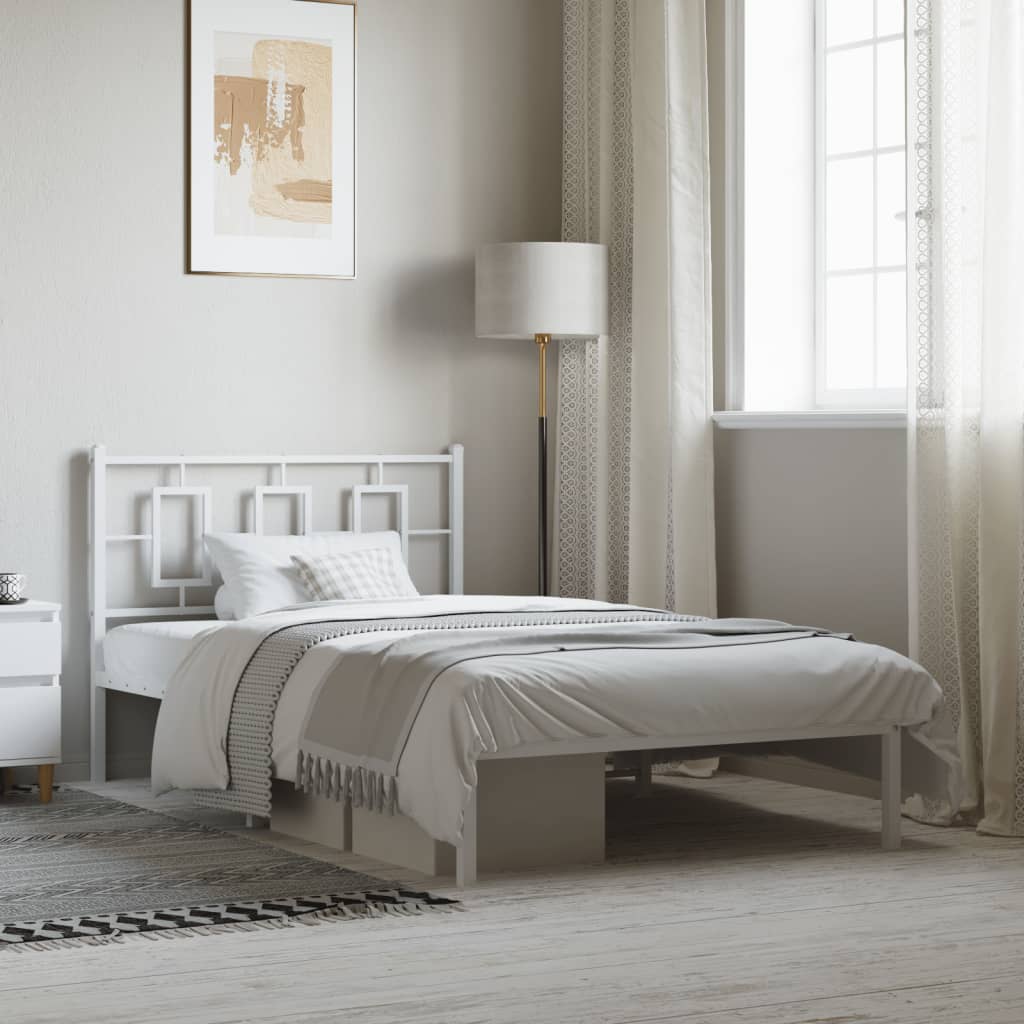 Vidaxl bedframe met hoofdbord metaal wit 107x203 cm