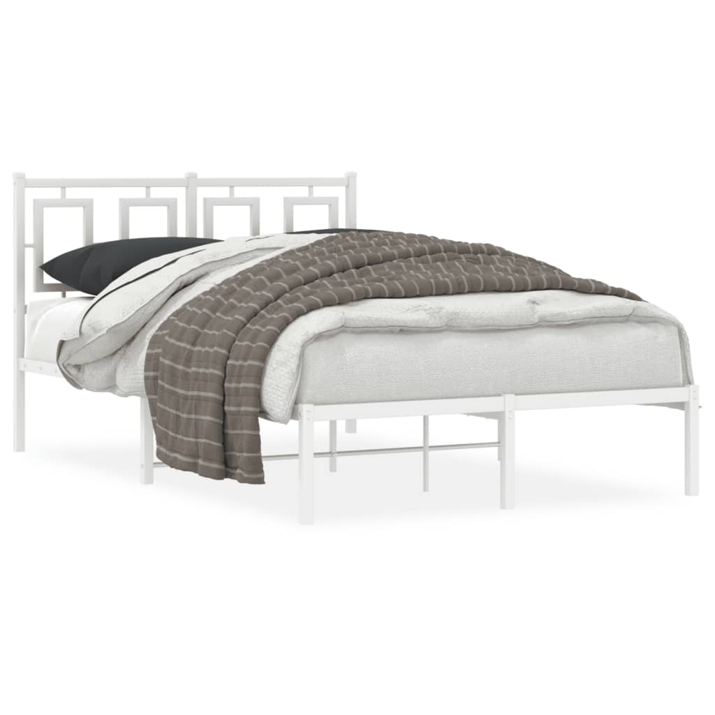 Vidaxl bedframe met hoofdbord metaal wit 120x200 cm