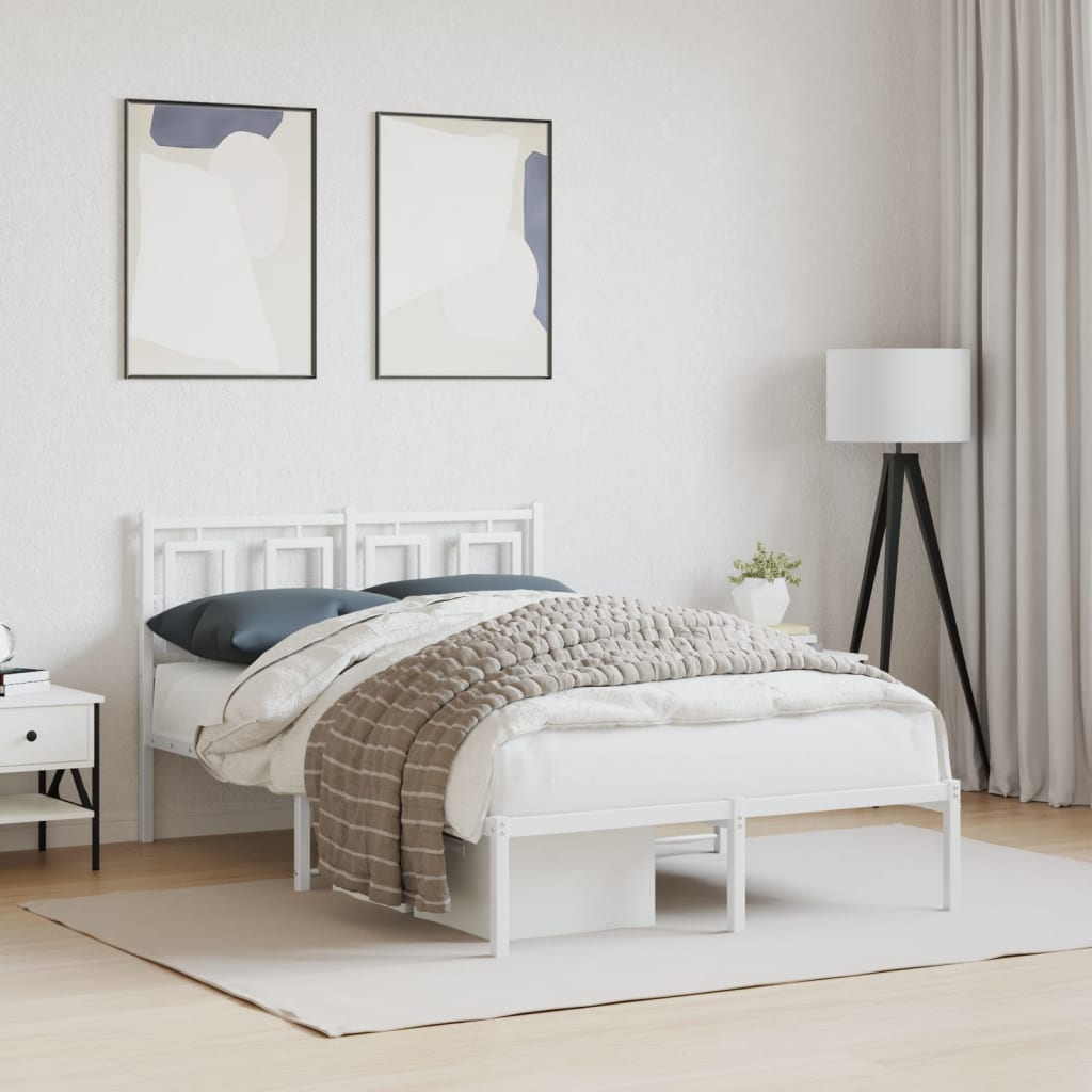 Vidaxl bedframe met hoofdbord metaal wit 120x200 cm