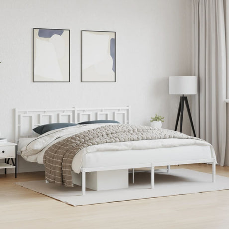 Vidaxl bedframe met hoofdbord metaal wit 183x213 cm