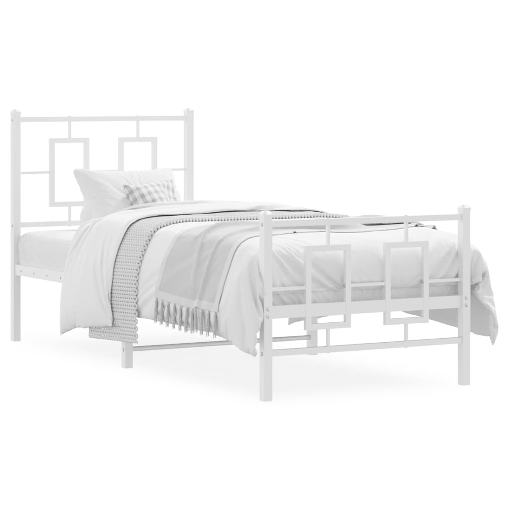 Vidaxl bedframe met hoofd- en voeteneinde metaal wit 75x190 cm