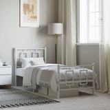 Vidaxl bedframe met hoofd- en voeteneinde metaal wit 75x190 cm