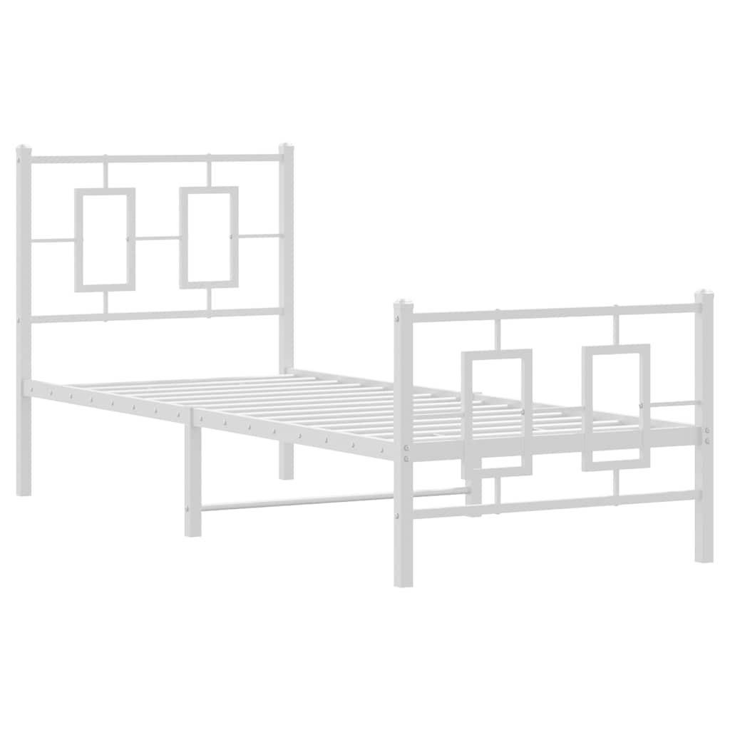 Vidaxl bedframe met hoofd- en voeteneinde metaal wit 80x200 cm