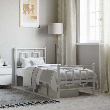 Vidaxl bedframe met hoofd- en voeteneinde metaal wit 80x200 cm