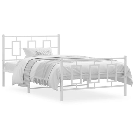 Vidaxl bedframe met hoofd- en voeteneinde metaal wit 107x203 cm