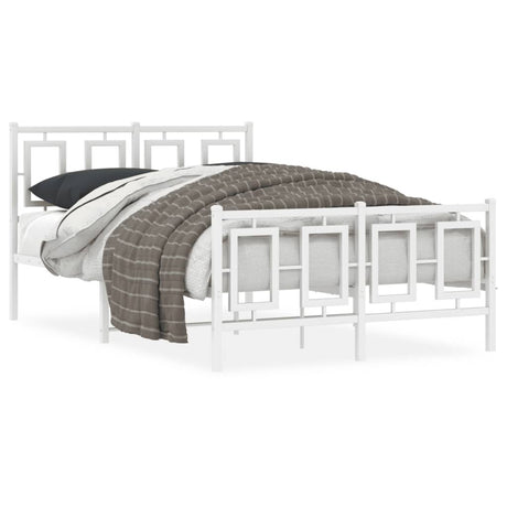 Vidaxl bedframe met hoofd- en voeteneinde metaal wit 120 x 190 cm