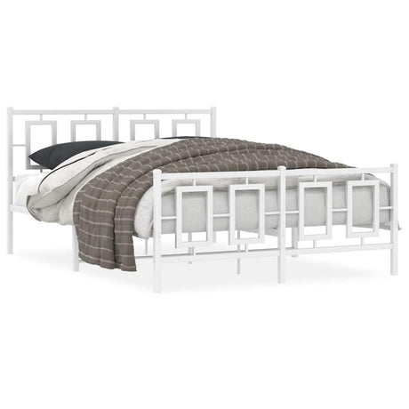 Vidaxl bedframe met hoofd- en voeteneinde metaal wit 135x190 cm