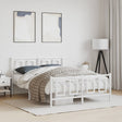 Vidaxl bedframe met hoofd- en voeteneinde metaal wit 140x190 cm