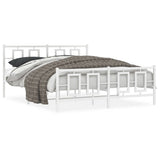Vidaxl bedframe met hoofd- en voeteneinde metaal wit 150x200 cm