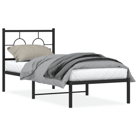 Vidaxl bedframe met hoofdbord metaal zwart 80x200 cm