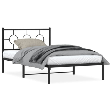 Vidaxl bedframe met hoofdbord metaal zwart 107x203 cm